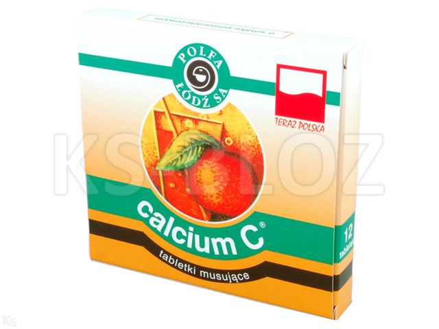 Calcium Z Witaminą C Polfa Łódź o smaku pomarańczowym (Calcium C pomarańcz.) interakcje ulotka tabletki musujące 200mg Ca2+100mg 12 tabl. (3 blist. po 4 tabl.)