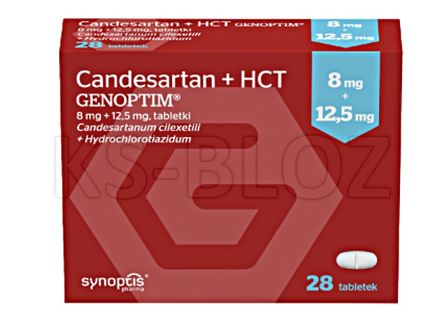 Candesartan + HCT Genoptim interakcje ulotka tabletki 8mg+12,5mg 28 tabl. | blister