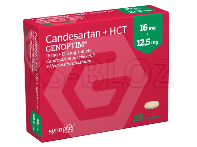 Candesartan + HCT Genoptim interakcje ulotka tabletki 16mg+12,5mg 28 tabl. | blister