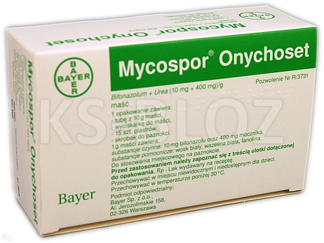 Canespor Onychoset (Mycospor Onychoset) interakcje ulotka maść (10mg+400mg)/g 10 g | + 15 plast.