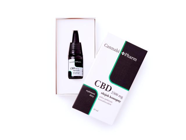 CannabiPharm CBD 25% 2500 mg Olejek konopny pełne spektrum kannabinoidów interakcje ulotka krople - 10 ml