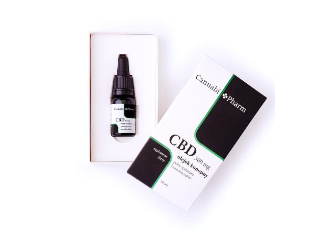 CannabiPharm CBD 5% 500 mg Olejek konopny pełne spektrum kannabinoidów interakcje ulotka krople - 10 ml