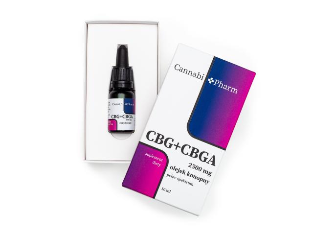 CannabiPharm Cbg + Cbg-A 25% 2500 mg Olejek konopny pełne spektrum kannabinoidów interakcje ulotka krople - 10 ml
