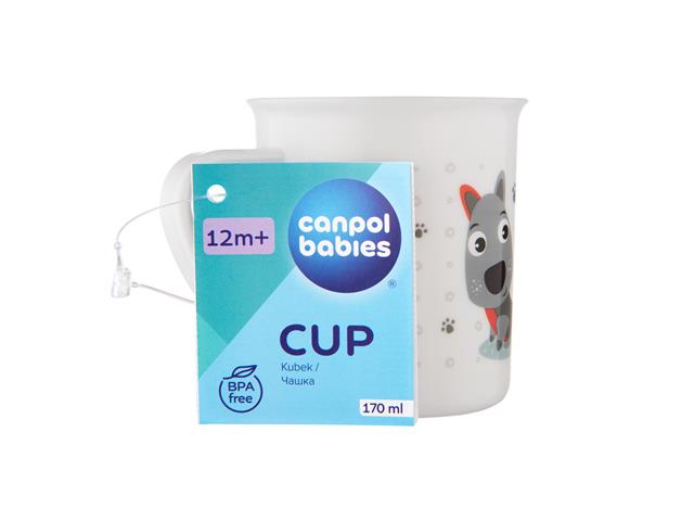 Canpol Babies Cute Animals Kubeczek 170 ml plastikowy 4/413_BLU 12 m+ interakcje ulotka   1 szt.