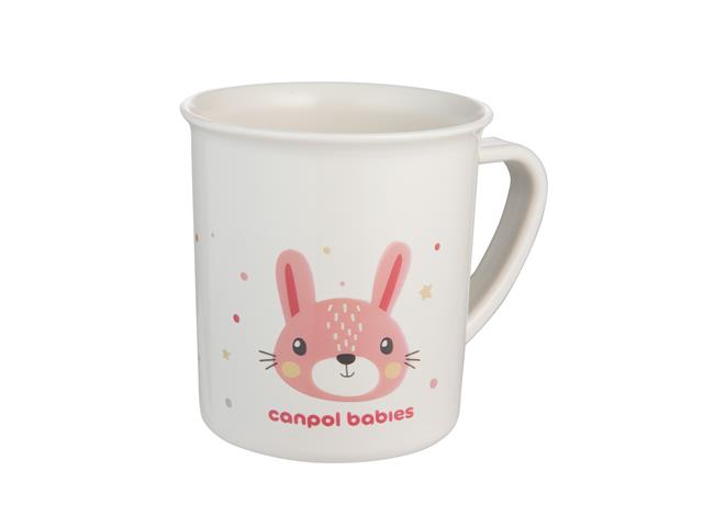 Canpol Babies Cute Animals Kubek 170 ml dla dziecka z uchem plastikowy 4/413_PIN2 12 m+ interakcje ulotka   1 szt.