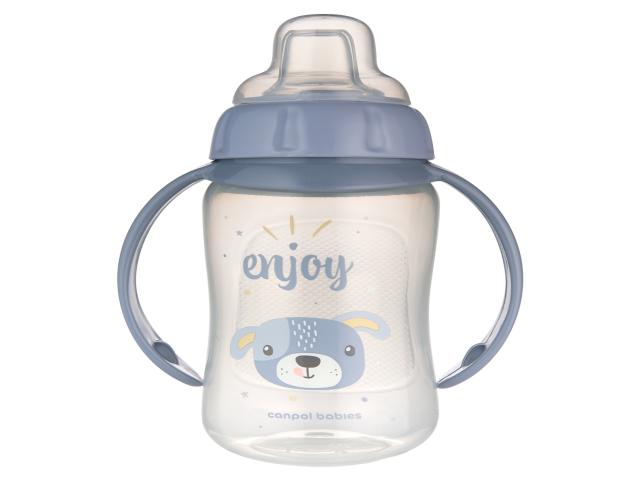 Canpol Babies Cute Animals Kubek treningowy 320 ml z miękkim ustnikiem 56/512_BLU2 6 m+ interakcje ulotka kubek - 1 szt.