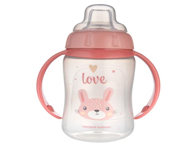 Canpol Babies Cute Animals Kubek treningowy 320 ml z miękkim ustnikiem 56/512_PIN2 6 m+ interakcje ulotka kubek  1 szt.