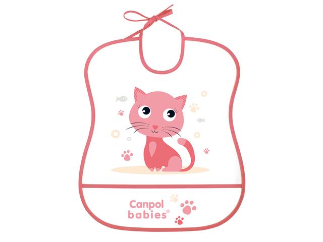 Canpol Babies Śliniak miękki plastikowy kotek 2/919_PIN interakcje ulotka   1 szt.