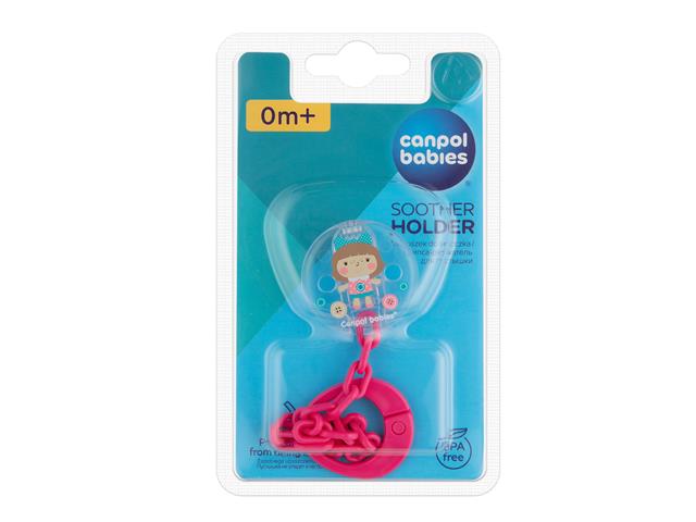 Canpol Babies Toys Łańcuszek do smoczka pink 10/889 0 m+ interakcje ulotka łańcuszek  1 szt.