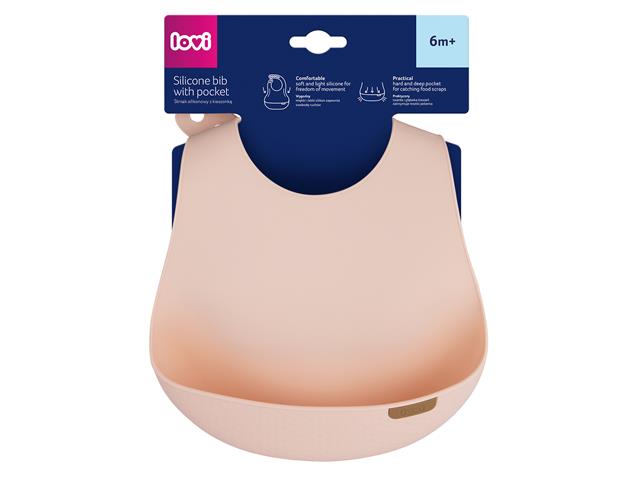 Canpol Lovi Śliniak silikonowy nude 51/031_PIN 6 m+ interakcje ulotka śliniak - 1 szt.