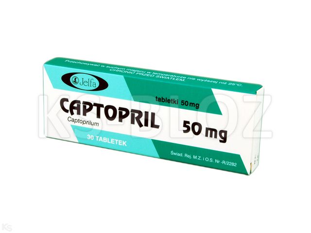 Captopril Jelfa interakcje ulotka tabletki 50 mg 30 tabl.