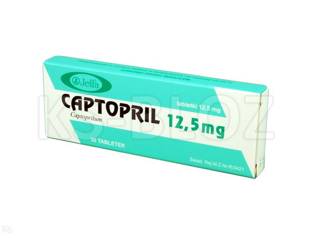 Captopril Jelfa interakcje ulotka tabletki 12,5 mg 30 tabl.