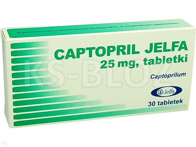 Captopril Jelfa interakcje ulotka tabletki 25 mg 30 tabl. (3 blist. po 10 tabl.)