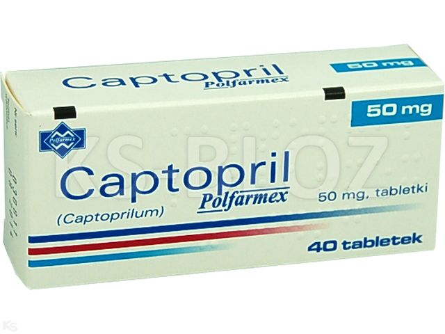 Captopril Polfarmex interakcje ulotka tabletki 50 mg 40 tabl. (4 blist. po 10 tabl.)