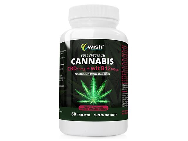 CBD 10mg + Wit B12 100mcg FULL SPECTRUM Tabletki do ssania o smaku czarnej porzeczki interakcje ulotka   60 tabl.