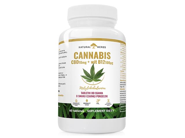 CBD 10mg + Wit B12 100mcg Metylokobalamina o smaku czarnej porzeczki interakcje ulotka tabletki do ssania - 60 tabl.