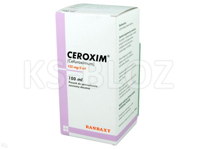 Ceroxim interakcje ulotka proszek do sporządzania zawiesiny doustnej 125 mg/5ml 100 ml