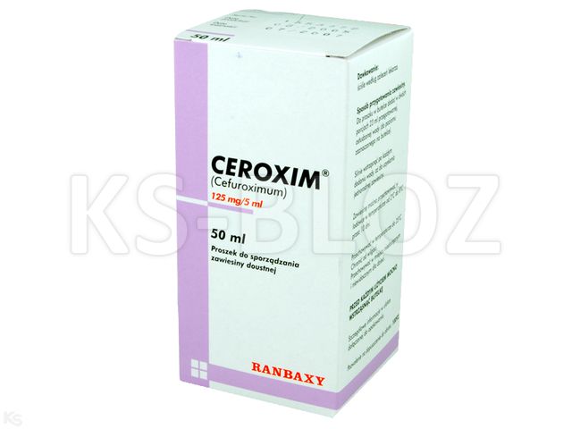 Ceroxim interakcje ulotka proszek do sporządzania zawiesiny doustnej 125 mg/5ml 50 ml (46,2 g)