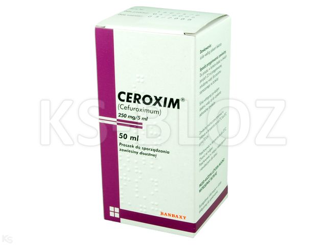 Ceroxim interakcje ulotka proszek do sporządzania zawiesiny doustnej 250 mg/5ml 50 ml | 46.2 g