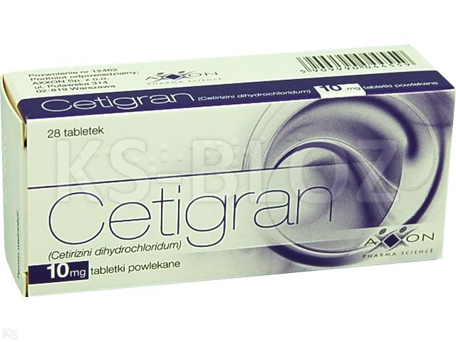 Cetigran interakcje ulotka tabletki powlekane 10 mg 28 tabl. (4 blist. po 7 tabl.)