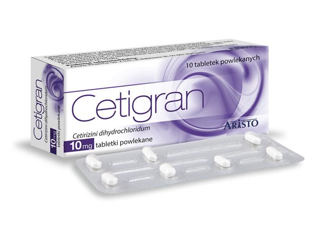 Cetigran interakcje ulotka tabletki powlekane 10 mg 10 tabl.