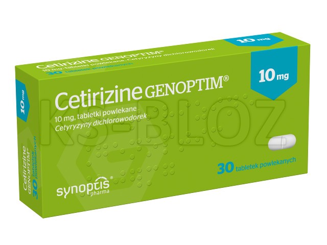 Cetirizine Genoptim (Cetirizine IPCA) interakcje ulotka tabletki powlekane 10 mg 30 tabl.