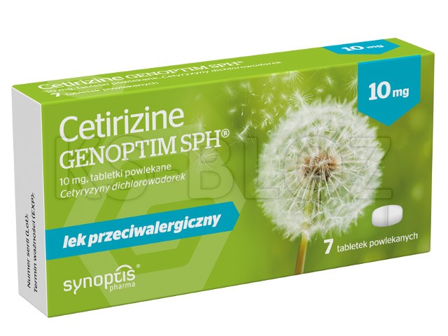 Cetirizine Genoptim SPH interakcje ulotka tabletki powlekane 10 mg 7 tabl.