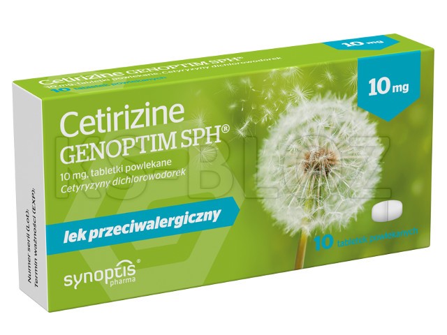Cetirizine Genoptim SPH interakcje ulotka tabletki powlekane 10 mg 10 tabl.