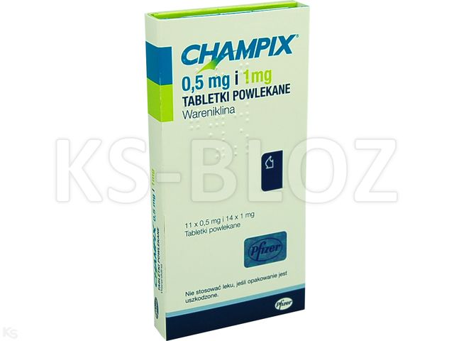 Champix interakcje ulotka tabletki powlekane 500mcg+1mg 25 tabl. | 11+14 kart.