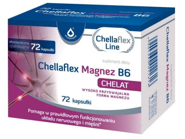 Chellaflex Magnez B6 interakcje ulotka kapsułki żelatynowe twarde  72 kaps.