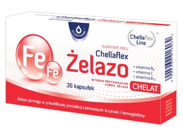 Chellaflex Żelazo interakcje ulotka kapsułki - 36 kaps.