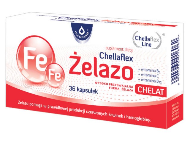 Chellaflex Żelazo interakcje ulotka kapsułki  36 kaps.