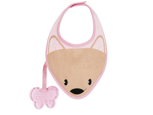 Chicco 00002582100000 Śliniak z gryzakiem 4m+ Różowy interakcje ulotka śliniak - 1 szt.