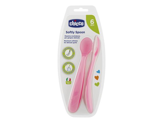 Chicco 00006828110000 Miękkie łyżeczki silikonowe różowe 6m+ interakcje ulotka łyżka - 2 szt.