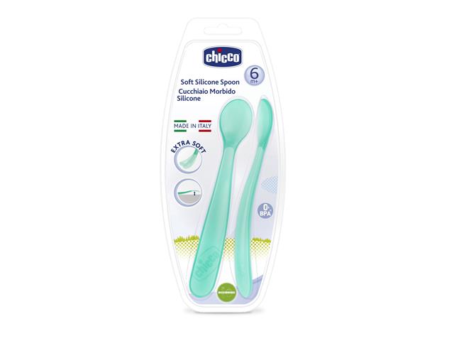 Chicco 00006828210000 Miękkie łyżeczki silikonowe niebieskie 6m+ interakcje ulotka zestaw - 2 szt.