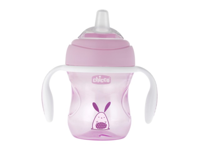 Chicco 00006911100000 Pierwszy kubek treningowy z miękkim ustnikiem 4m+ 200ml pink interakcje ulotka   1 szt.