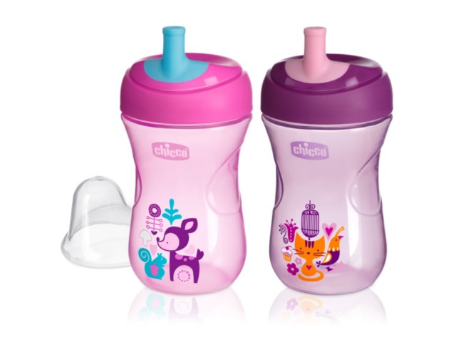 Chicco 00006941100000 Kubek niekapek z ustnikiem w kształcie słomki 12m+ 266 ml Pink interakcje ulotka  - 1 szt.