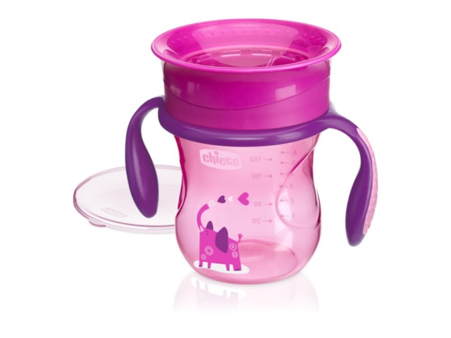 Chicco 00006951100000 Kubek 360 do nauki samodzielnego picia 12m+ 200 ml Pink interakcje ulotka  - 1 szt.