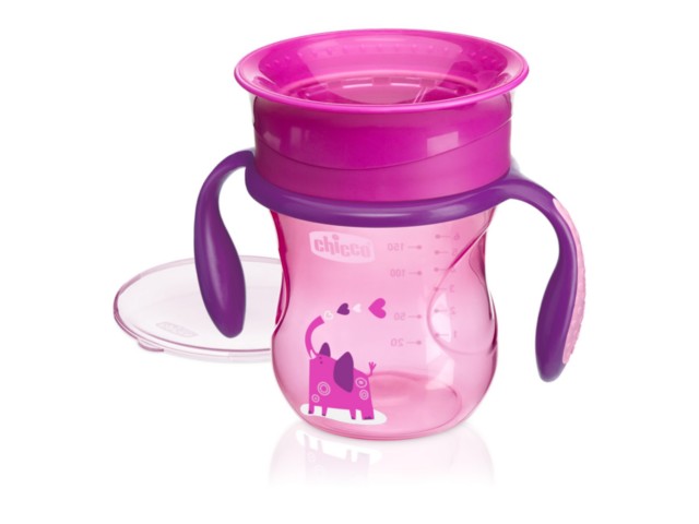 Chicco 00006951100000 Kubek 360 do nauki samodzielnego picia 12m+ 200 ml Pink interakcje ulotka   1 szt.