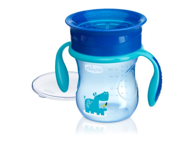Chicco 00006951200000 Kubek 360 do nauki samodzielnego picia 12m+ 200 ml Blue interakcje ulotka  - 1 szt.