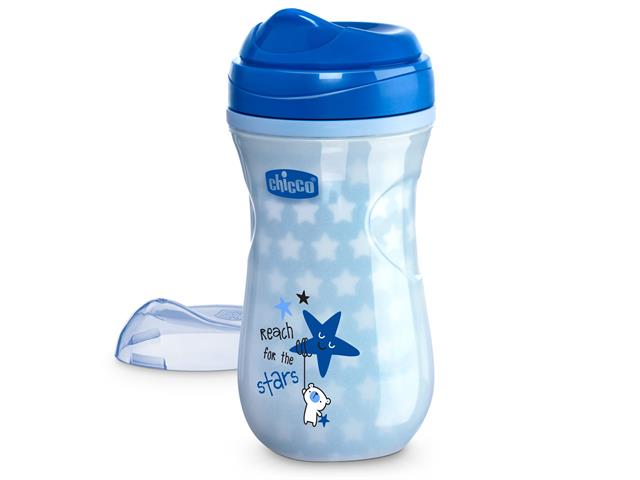 Chicco 00006971200000 Kubek Niekapek termiczny świecący z twardym ustnikiem 266 ml 14 m+ blue interakcje ulotka kubek  1 szt.