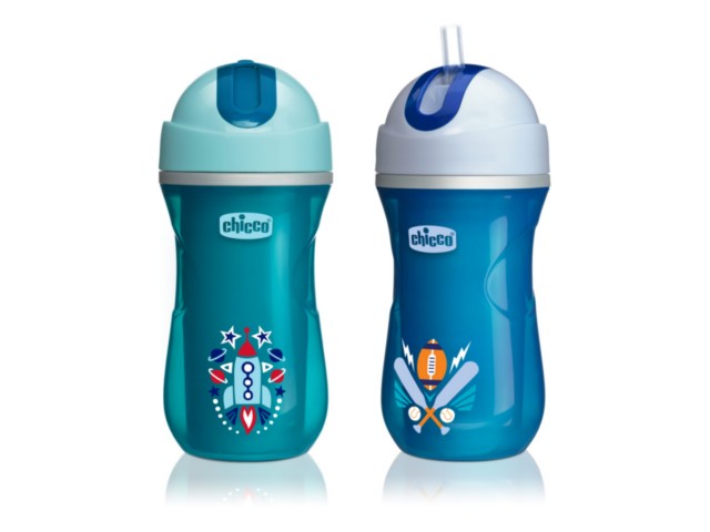 Chicco 00006991200000 Kubek niekapek termiczny ze słomką 14 m+ 266ml Blue interakcje ulotka  - 1 szt.