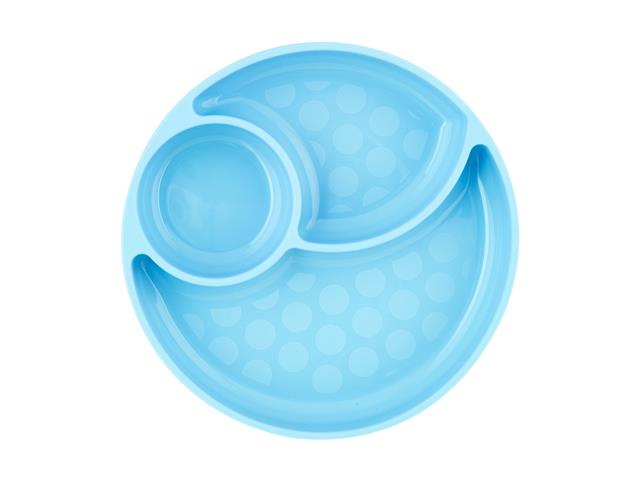 Chicco 00010216200000 Silikonowy Talerz 3-dzielny do karmienia niebieski 12m+ interakcje ulotka talerz - 1 szt.