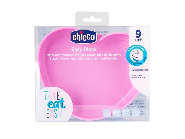 Chicco 00010217100000 Silikonowy Talerz serce do karmienia różowy 9m+ interakcje ulotka talerz - 1 szt.