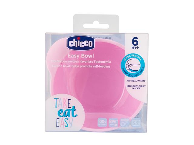 Chicco 00010221100000 silikonowa Miseczka do karmienia różowy 6m+ interakcje ulotka miska - 1 szt.