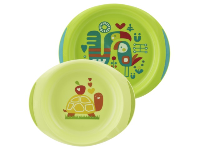 Chicco 00016002300000 Zestaw 2 talerzy zielone 12m+ interakcje ulotka  - 2 szt.