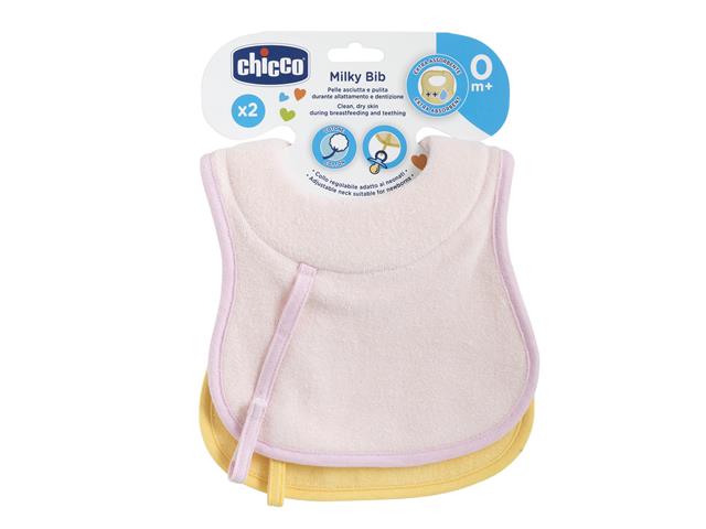 Chicco 00016300100000 Śliniaczki frote do karmienia 0m+różowy+żółty(2pcs) interakcje ulotka śliniak - 2 szt.