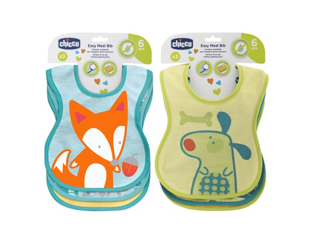 Chicco 00016301300000 Śliniaczki do karmienia 6m+zielony (3pcs) interakcje ulotka śliniak  3 szt.