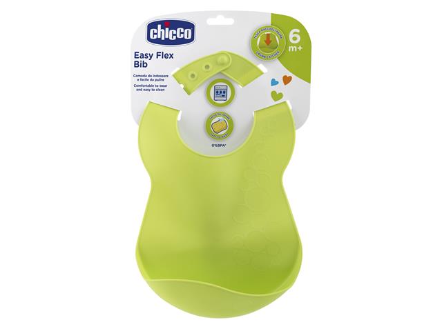 Chicco 00016302300000 Śliniaczek elastyczny z kieszonką 6m+ zielony interakcje ulotka śliniak - 1 szt.