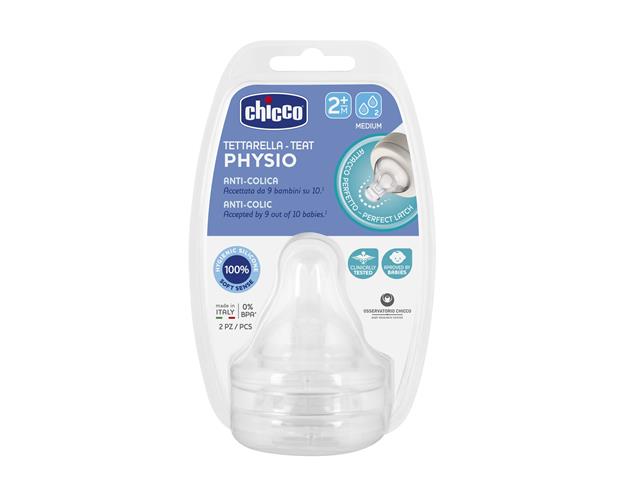 Chicco 00020323000000 Smoczek silikonowy Antykolkowy Perfect5 na butelkę 2m+ przepływ średni interakcje ulotka smoczek - 2 szt.